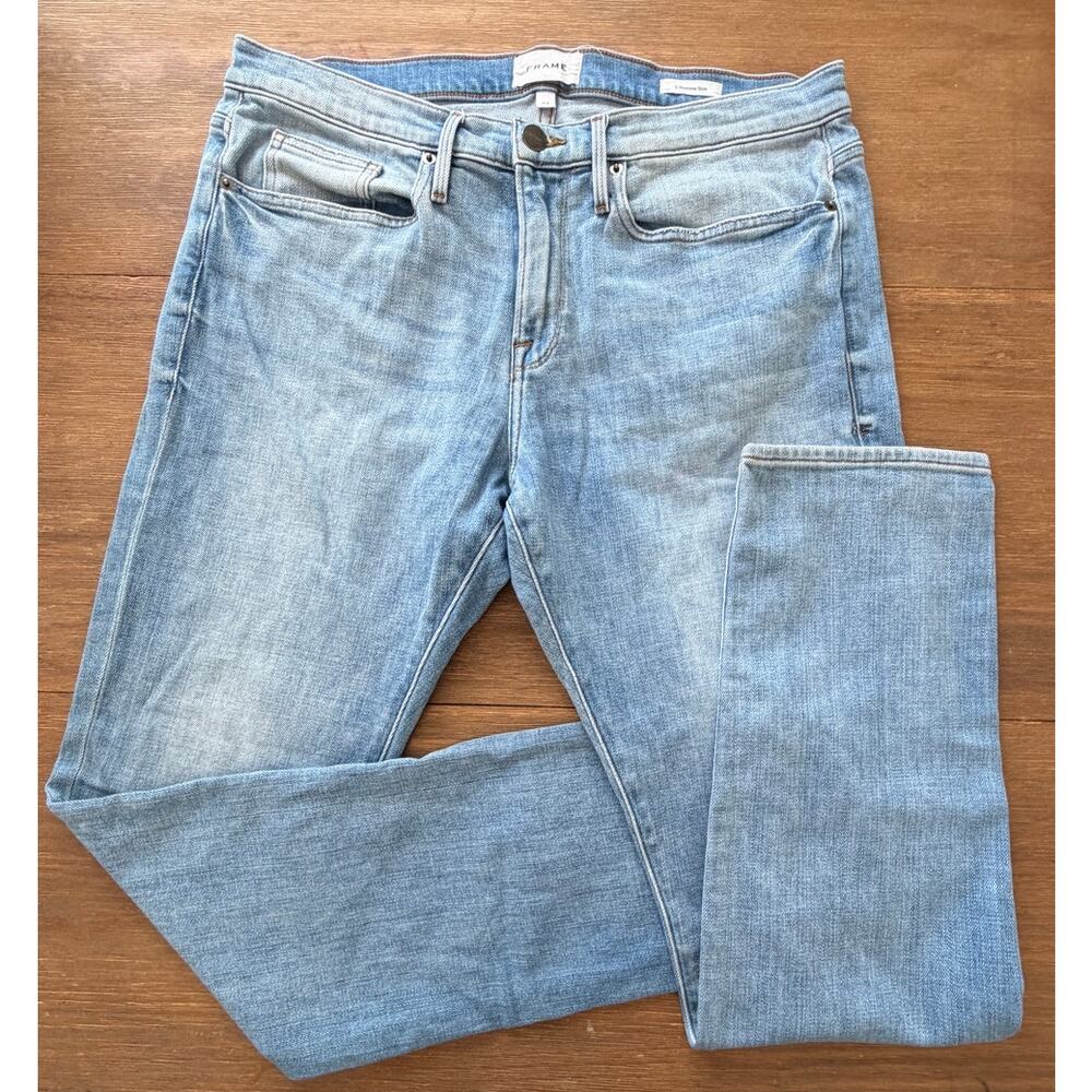 FRAME L’Homme Slim Jeans Men’s Size 34 x 30 Light Wash Slim Fit Stretch Denim